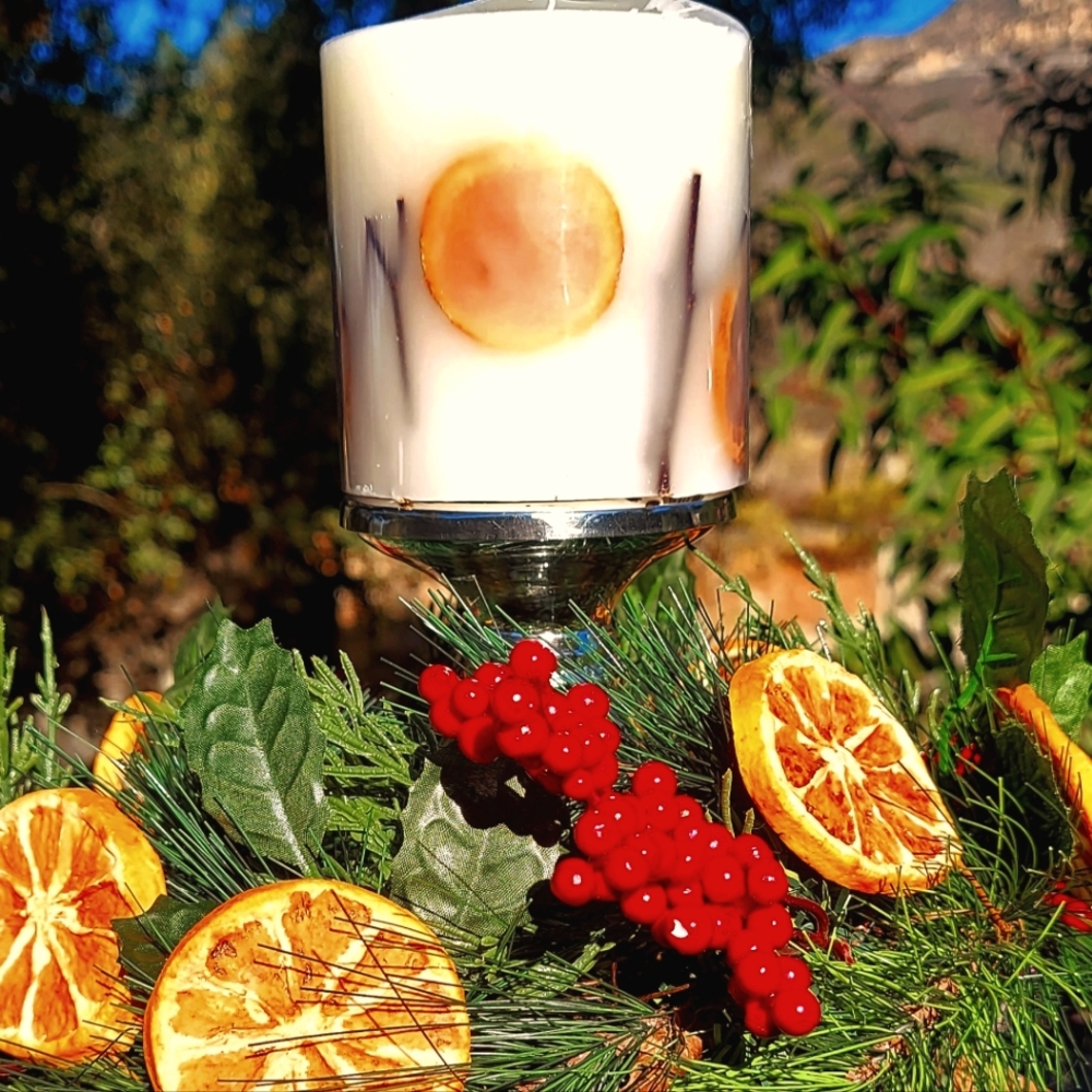 Christmas Winter Wreath Centerpiece Table Arrangement Decor Orange Berries